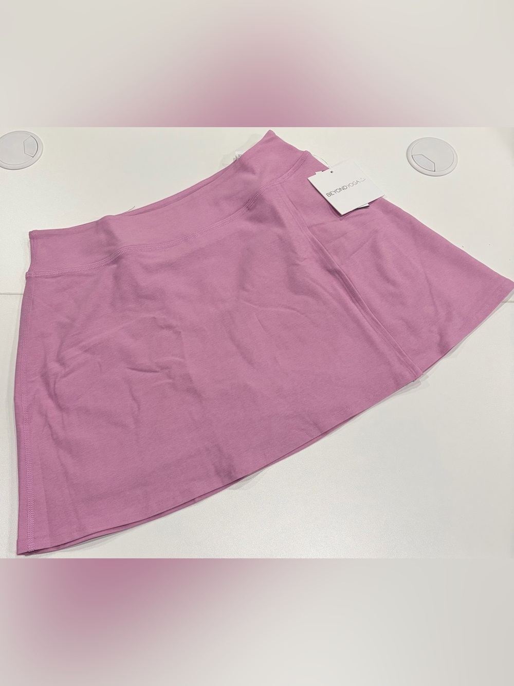 Beyond Yoga Women's XL Spacedye Points Crossover Skirt Pink Haze Lined NWT